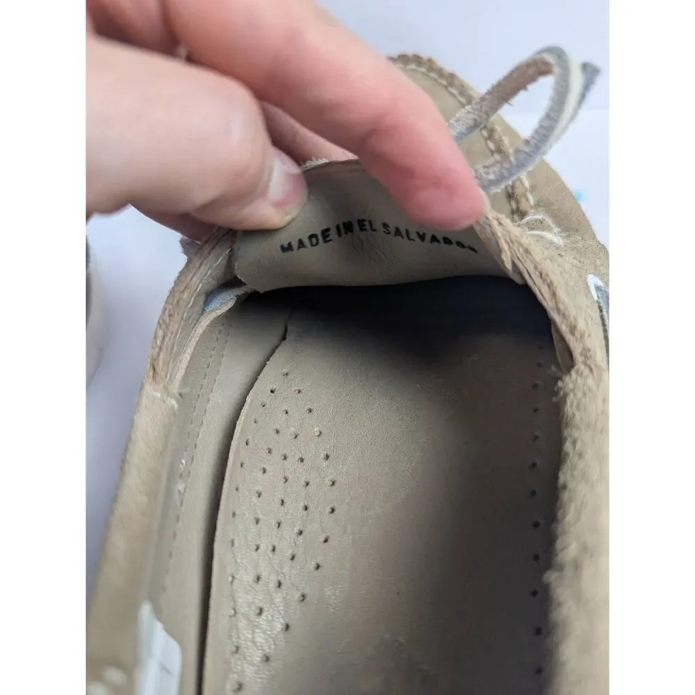 Brooks Brothers Beige Ecru suede leather boat shoes slip on loafers mens 6